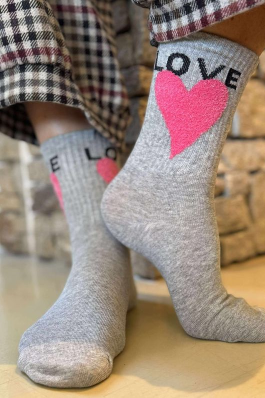Sweet Heart Socks Grey 